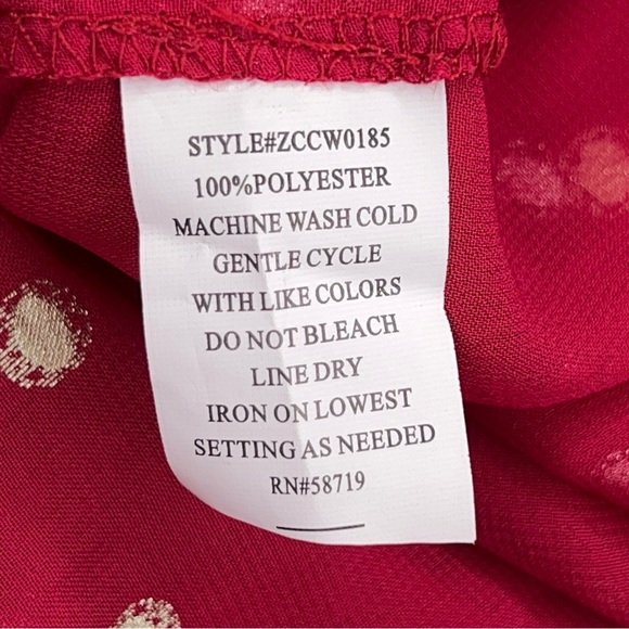 NEW 1X NY Collection Red Gold Polka Dot Blouse Peasant Roll Tab Sleeve Plus - Picture 15 of 15